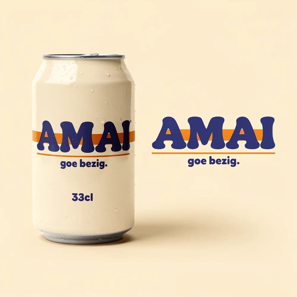 Merkblad van AMAI: blikje en logo